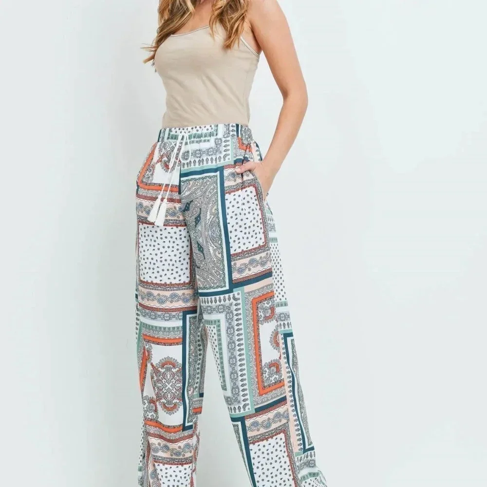 Womens Mutli-Color Aztec Pattern Pants - Picture 3 of 5